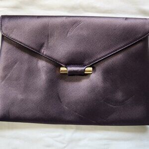 Stuart Weitzman Dahlia Smoky Amethyst Satin Clutch Magnetic Closure Purple